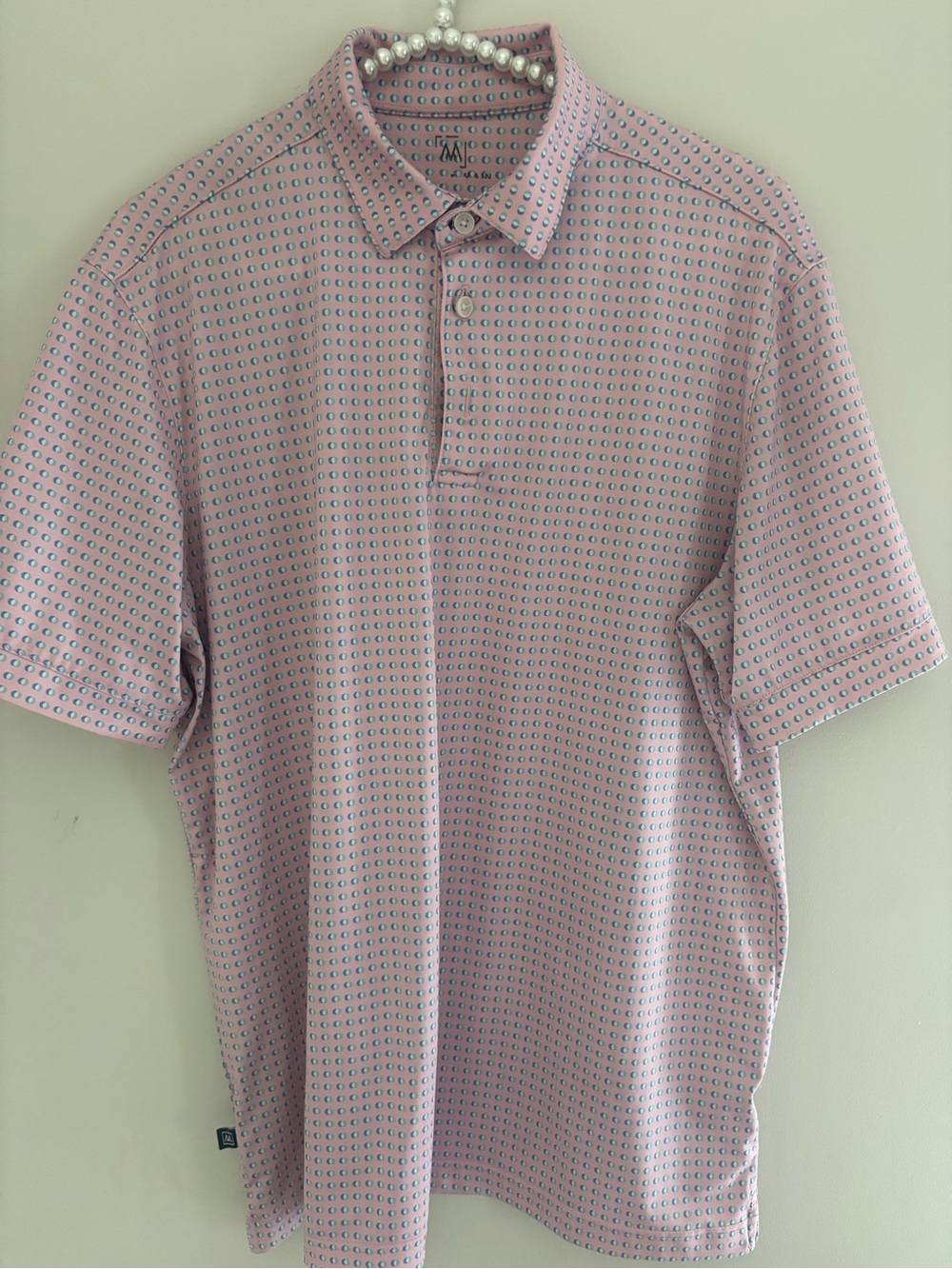 Mizzen+Main Pink Micro-Pattern Polo M